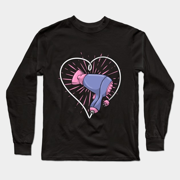 Hair dryer with Cable feed and Heart Long Sleeve T-Shirt by Markus Schnabel